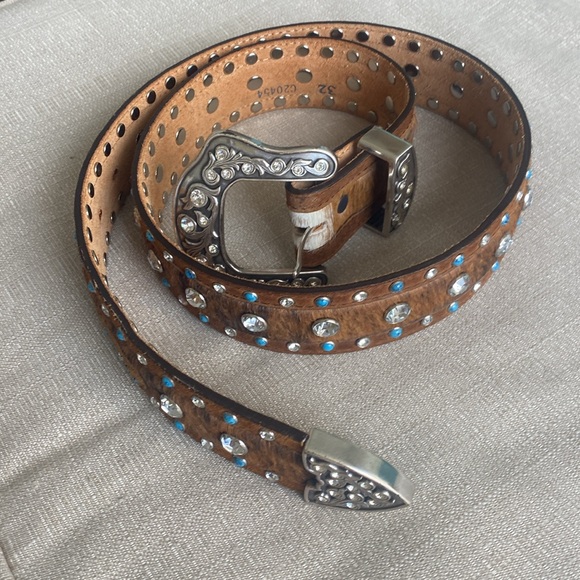 Justin’s 125 year Rhinestone Studded Animal Hair Belt  size 32 - Picture 2 of 10